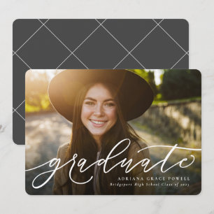 Faire-part Écriture moderne graduation photo simple