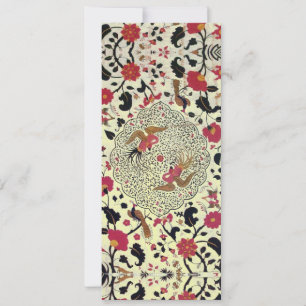 Faire-part EDEN Fleurs Et Oiseaux Noir Rouge Jaune Floral