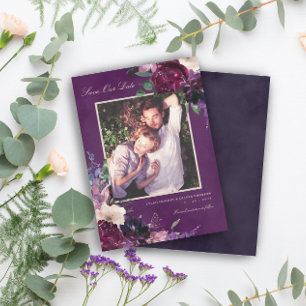 Faire-part Eggplant Purple Floral Photo Enregistrer Notre Dat