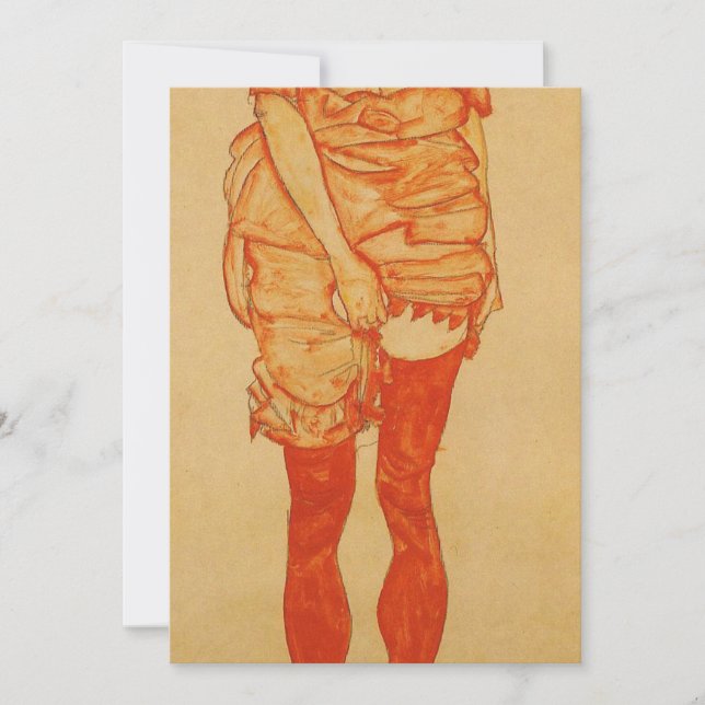 Faire-part Egon Schiele - Femme debout En Rouge 1913 (Devant)