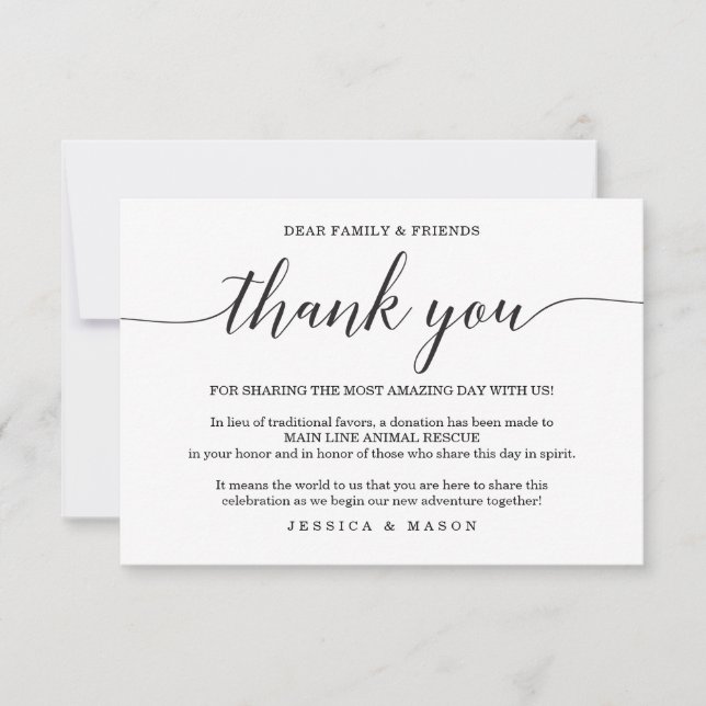 Faire-part Élégance minimale en lieu et place des faveurs Car (Devant)