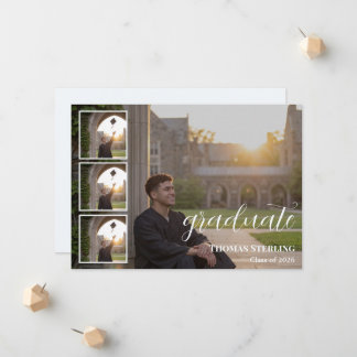 Faire-part Elegant 4-Photo Collage Graduation Announcement