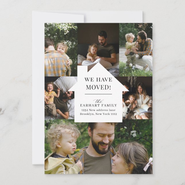 Faire-part Elégant Accueil Photo Collage Déménagement (Devant)