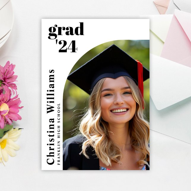 Faire-part Élégant Arc moderne photo Lycée diplôme (Elegant Modern Arch Photo High School Graduation Announcement)