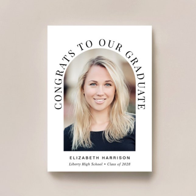 Faire-part Élégant Arc Photo Graduation (Cherish the milestone: share your graduate's achievement with a custom photo graduation announcement)