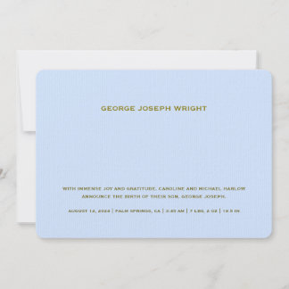 Faire-part Elégant bébé bleu naissance