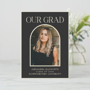 Faire-part Elégant Black Gold tendance Arch Photo Graduation