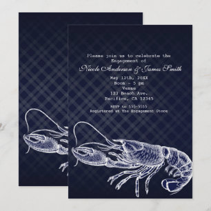 Faire-part élégant bleu marine homard vintage