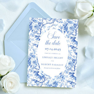 Faire-part Élégant carton de mariage Fleurs de Royal Bleu Sav