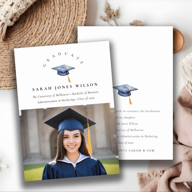 Faire-part Élégant Casquette minimal photo (Créateur téléchargé)