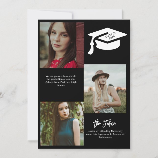 Faire-part Elégant Chic Typography Graduation Party (Dos)