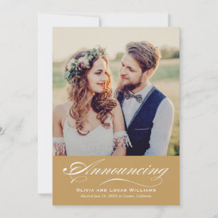 Faire-part Élégant Cognac Script Mariage Photo Mariage