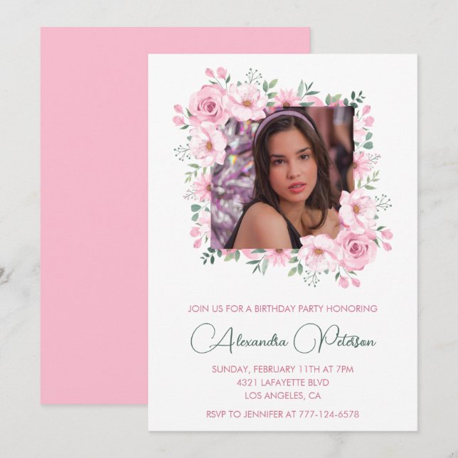 Faire-part élégant de 14e anniversaire Photo Boho  (Devant / Derrière)