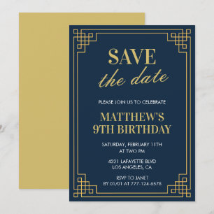 Faire-part élégant de 9e anniversaire hommes Save