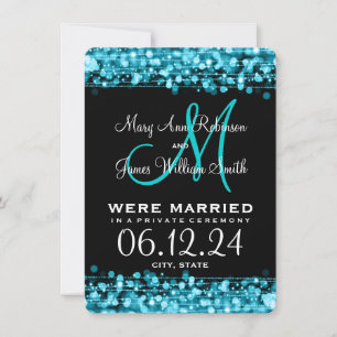 Faire-part Élégant Elopement Mariage Éclairé Turquoise