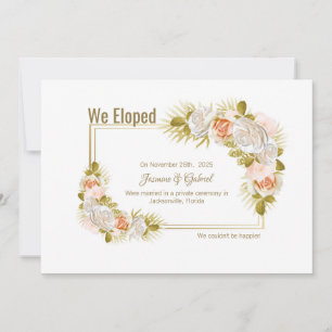 Faire-part Élégant floral bleu Elopement rose