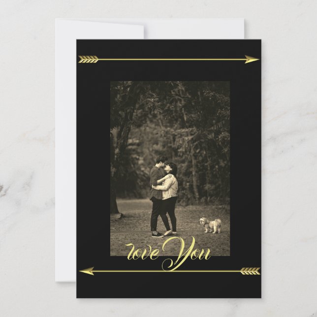 Faire-part Elégant Gold Black love Photo Holiday Card (Devant)