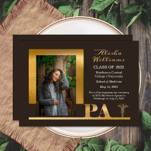 Faire-part Elegant Gold PA Caduceus 1 Photo Brown Grad