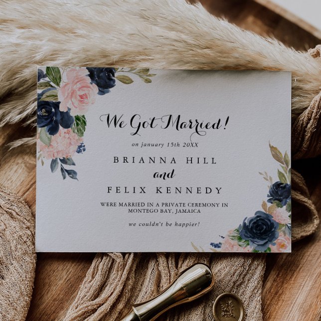 Faire-part Élégant Hiver Simple Calligraphie Florale Elopemen (Créateur téléchargé)