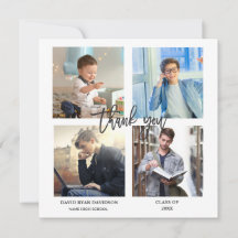 Élégant Homme Graduation Photo Collage Merci