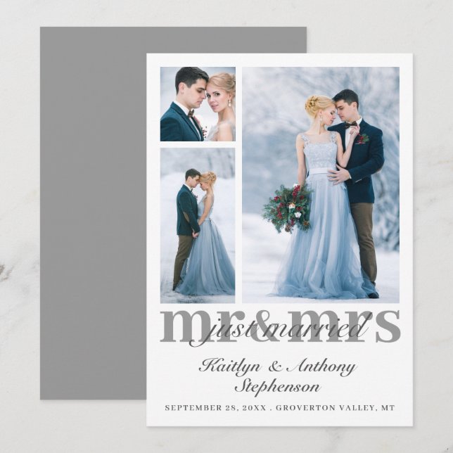 Faire-part Élégant Je Viens De Marier M. Mme Mariage Couleur  (Devant / Derrière)