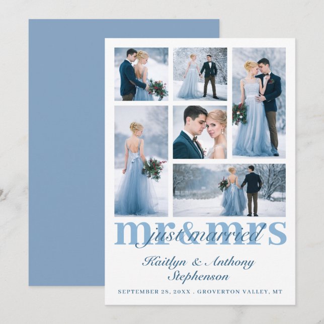 Faire-part Élégant Je Viens De Marier M. Mme Mariage Couleur  (Devant / Derrière)