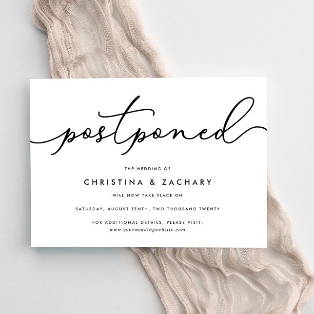 Faire-part Élégant Mariage de script noir et blanc (Créateur téléchargé)