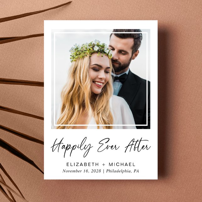 Faire-part Élégant Mariage Heureux Pour Toujours Photo Récept (Your love story deserves a grand celebration!)