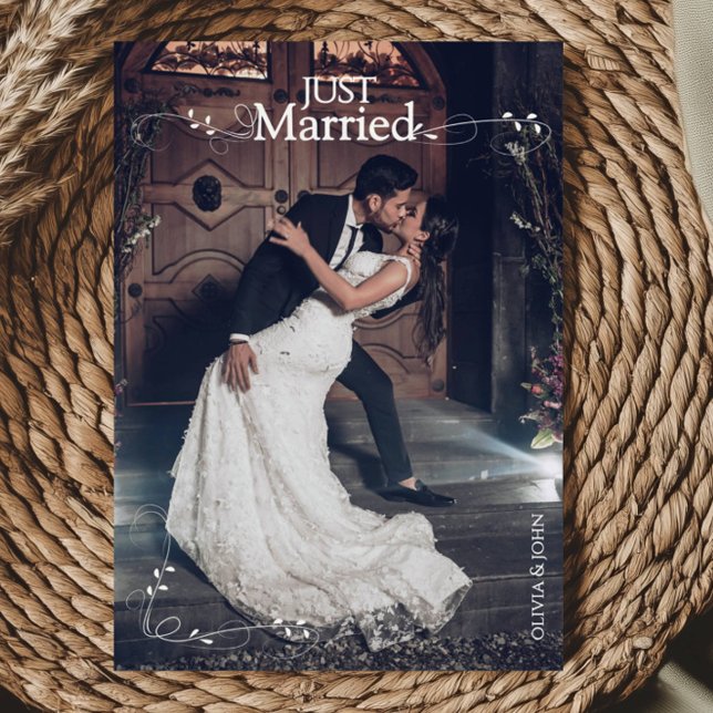 Faire-part Élégant Mariés Élégant Script Photos Mariage (Créateur téléchargé)