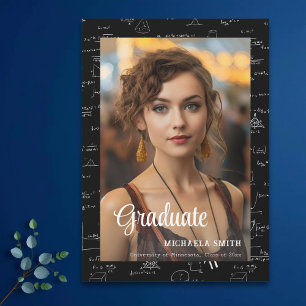 Faire-part Élégant Math College Script Photo Graduation