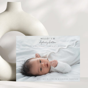 Faire-part Élégant Minimaliste Script Bonjour Bébé 2 Photo Na