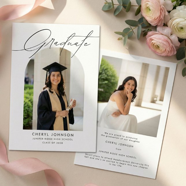 Faire-part Elegant Modern 2 Photo Graduation Announcement (Créateur téléchargé)