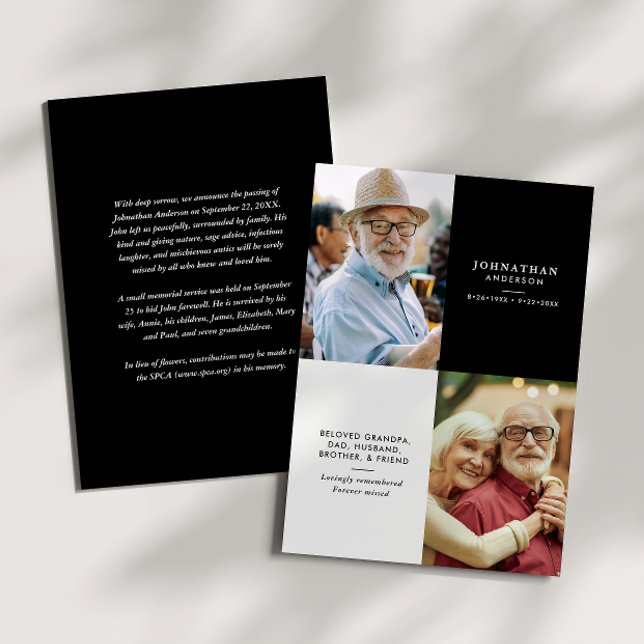 Faire-part Elegant Modern 2-Photo Printed/Downloadable Death (Créateur téléchargé)