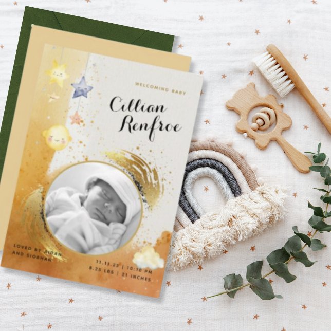 Faire-part Elégant Orange Gold Parties scintillant Nouveau Fa (Créateur téléchargé)