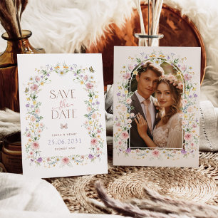 Faire-part Elégant Pastel Mariage Fleur sauvage Enregistrer l