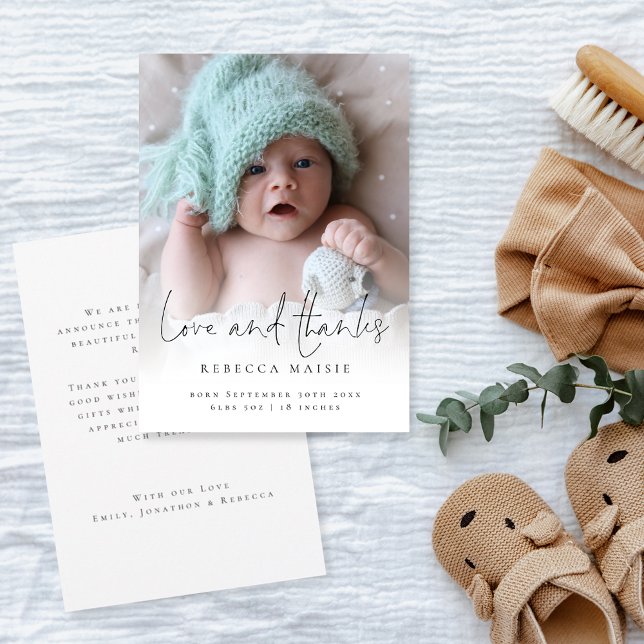 Faire-part Elégant Photo Overlay Love Merci (Créateur téléchargé)