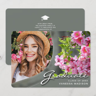 Faire-part Elégant Sage Fleurs de Script Modern Photo Grad