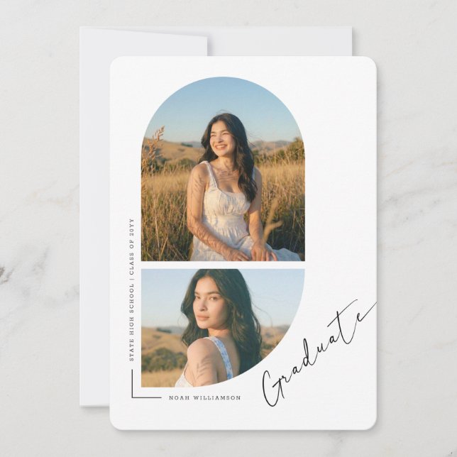 Faire-part Elegant Script Arch Photo Collage Graduation (Devant)