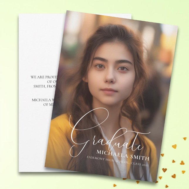 Faire-part Élégant Script Graduate Photo Graduate (Créateur téléchargé)