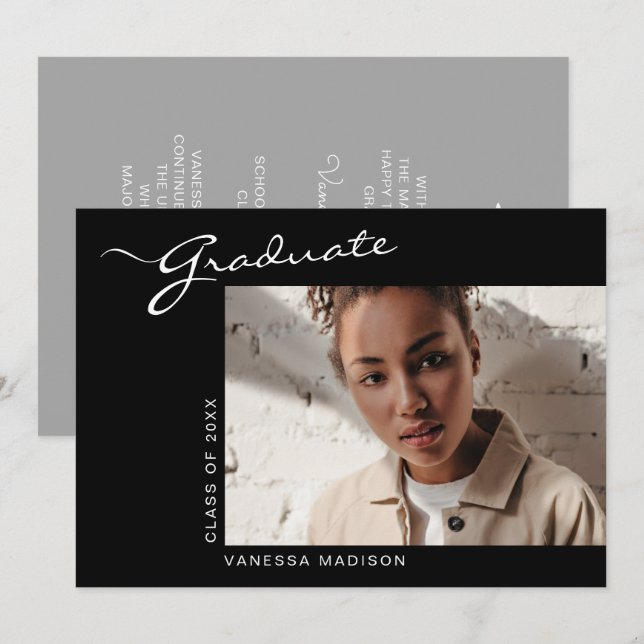 Faire-part Élégant script moderne | Diplôme photo (Devant / Derrière)