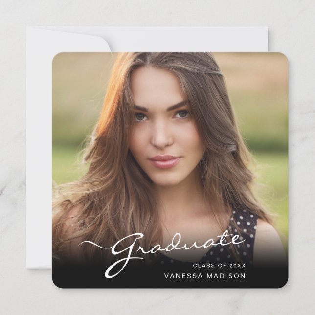 Faire-part Élégant script moderne | Photo tendance (Devant)