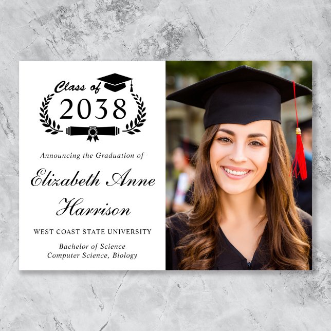 Faire-part Elegant Script Photo College Graduation (Elegant Script Photo College Graduation Announcement)