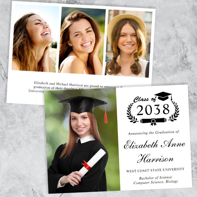 Faire-part Élégant Script Photo College Graduation (An elegant college graduation announcement to celebrate the graduate's achievements)