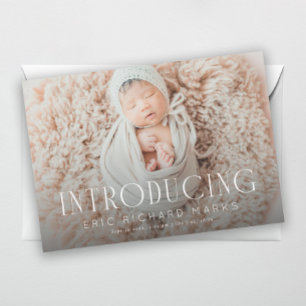 Faire-part Elegant Serif Introduire Baby Photo Naissance