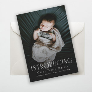 Faire-part Elegant Serif Introduire Baby Photo Naissance