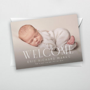 Faire-part Elegant Serif Welcome Horizontal Baby Photo Birth