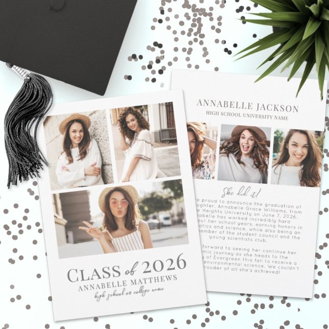 Faire-part Élégant Simple Graduate Photo Collage Graduation (Elegant Simple Graduate Photo Collage Graduation)