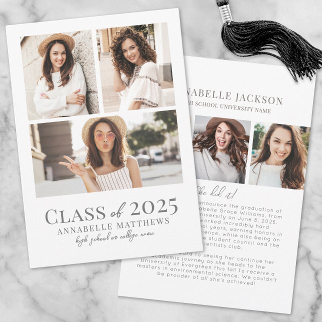 Faire-part Élégant Simple Graduate Photo Collage Graduation (Elegant Simple Graduate Photo Collage Graduation)