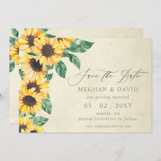 Faire-part Elegant Sunflowers Garden Floral Save the Date