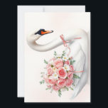 Faire-part Elegant Swan with Roses<br><div class="desc">This elegant illustration features a graceful white swan adorned with a delicate bouquet of soft pink roses, symbolizing love, beauty, and timeless romance. Perfect for weddings, anniversaries, Valentine’s Day, and refined home décor, this artwork adds a gentle and sophisticated touch to any space. Ideal as wall art, greeting cards, invitations,...</div>